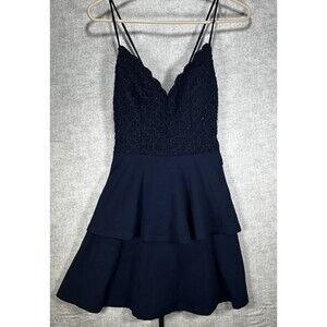 City Studio Juniors Size 9 Strappy Blue Dress with Crisscross Tie Back Tiered